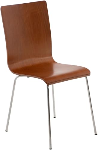 CLP Wartezimmerstuhl Pepe mit ergonomisch geformten Holzsitz und Metallgestell I Konferenzstuhl I erhältlich, Farbe:braun