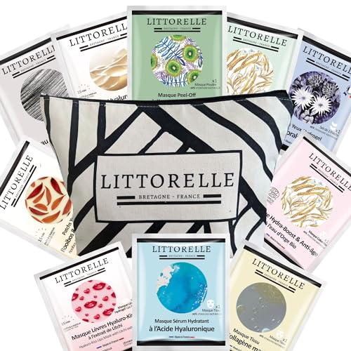 Littorelle - Geschenkset mit 12 Schönheitsmasken für Gesicht und Augen - Made in France- 96% natürlichen Ursprungs - Feuchtigkeitsspendend, Anti-Aging, gegen Unreinheiten, Augenringe und Schwellungen