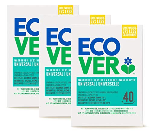 Ecover Universalwaschmittel, Lavendelduft | natürliche Herkunft, umweltfreundlich und weich für Ihre Haut | für Wäsche Farbe und Weiß | 3 x 3 kg