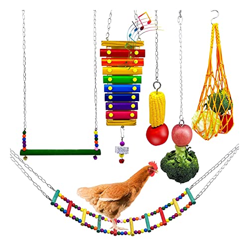 TPPIG, 6 Stück für Stall, Hühnerschaukel und Xylophon, Spielzeug für Papageien, Huhn, buntes Leiterspielzeug