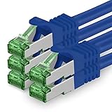 1aTTack.de 7.5 M Cat.7 Netzwerk-Kabel 5 Stück Cat7 Patch-Kabel Lan-Kabel Ethernet RJ45 10 Gbit/s (Alle Internetgeschwindigkeiten) Blau 7,5 Meter