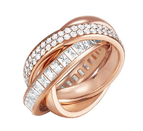 ESPRIT Glamour Damen-Ring ES-TRIDELIA ROSE teilvergoldet Zirkonia transparent Gr. 57 (18.1) - ESRG02258C180