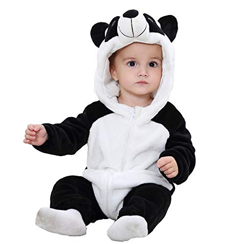 BaronHong Unisex-Baby Flanell Strampelanzug Cartoon Tier Onesie Pyjamas Outfits Anzug (Panda, 80CM)
