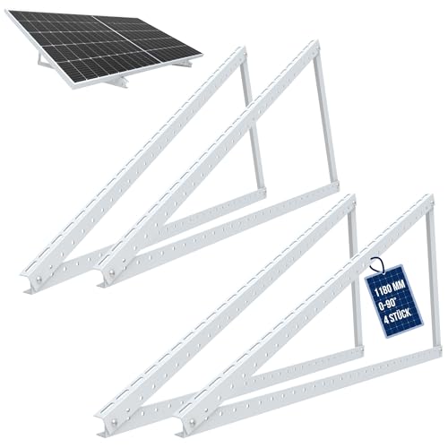 NuaSol Halterung für Solarpanel Aufständerung bis 118 cm Flachdach PV Solarmodul | Verstellbar 0-90° | 2er Set | Aluminium | Montagematerial