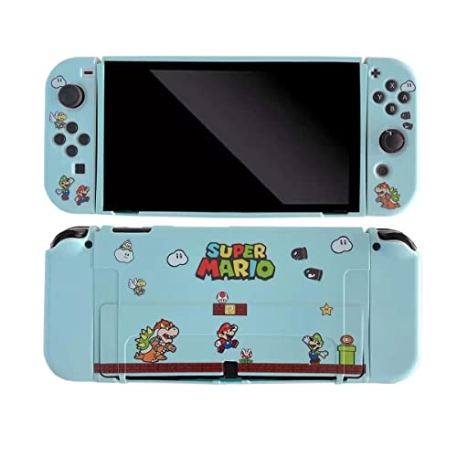ENFILY Cute Mario Case kompatibel mit Nintendo Switch OLED, Dockable Case Cover, Ergonomischer Soft TPU Grip Case für Joycon, Sparkle Skin Set