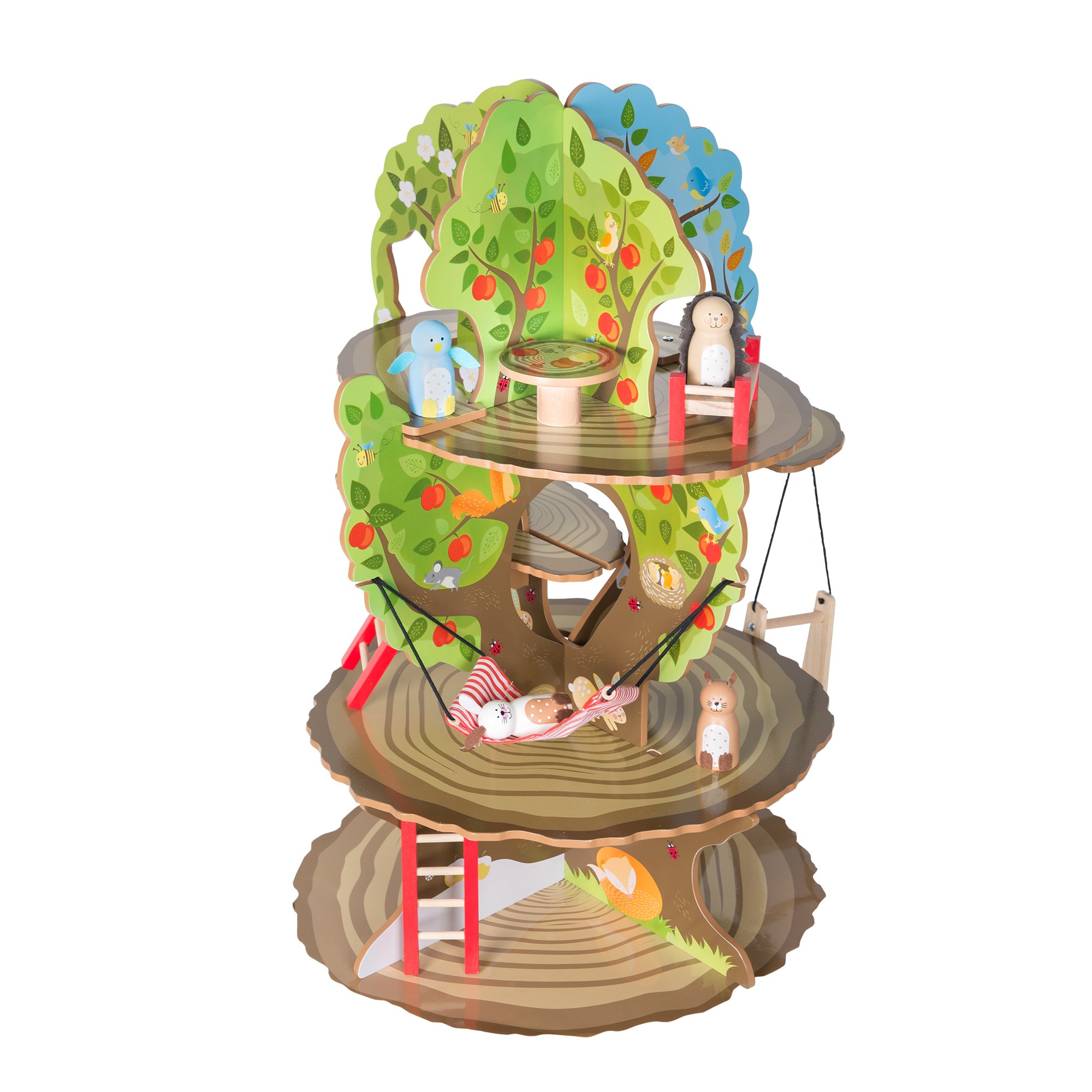 roba Baumhaus '4 Jahreszeiten', Holz Spielzeug-Baum mit 4 Spielseiten, inklusive Tieren und Zubehör