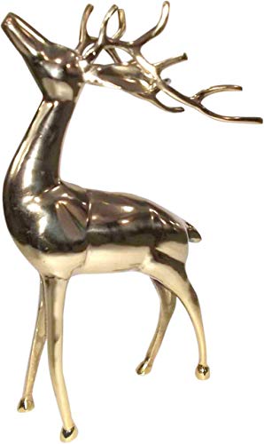 Lesli Living Hirsch Figur stehend Gold 30x18x50cm Aluminium poliert Dekohirsch Dekofigur