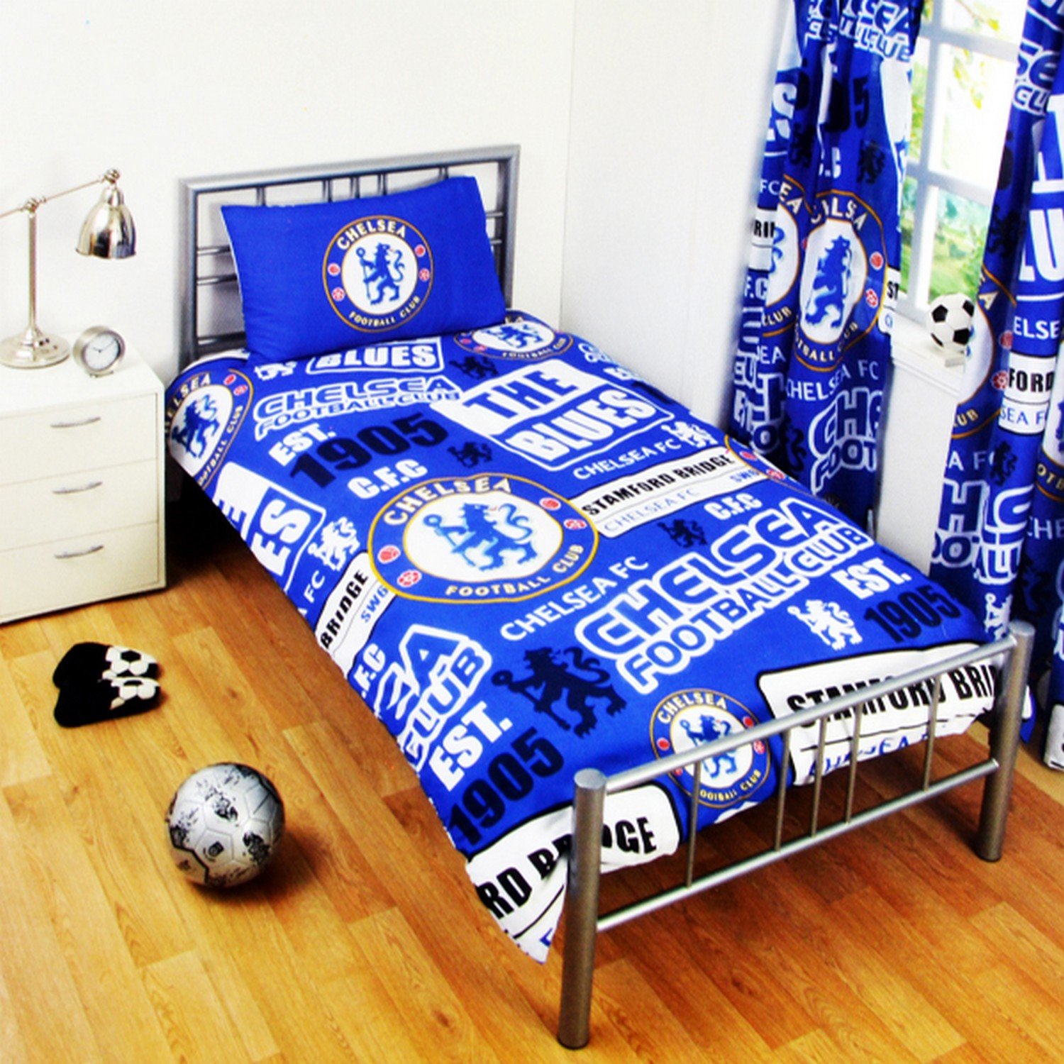 Bettwäsche-Set für Kinder mit dem offiziellen Logo des Chelsea FC, Polyester, blau, Doppelbett