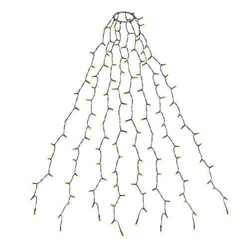 SALCAR 2m Christbaumbeleuchtung mit Ring und 8 Girlanden, 280er LED Überwurf Lichterkette Weihnachtsbaum für 150cm, 180cm, 210cm, 240cm Tannenbaum - Warmweiß