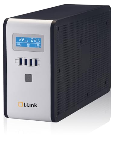 L-Link Sai 1600 VA Interactive System-Netzteil mit LCD-Display, Schwarz