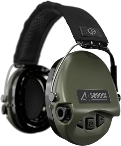 Sordin ACE Core TAC Kapsel-Gehörschutz - aktiv & elektronisch - Kapsel-Gehörschützer für Jagd & Schießsport - schwarzes Kopfband & grüne Kapseln