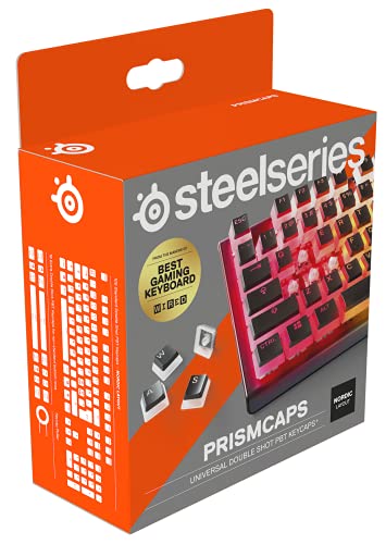 SteelSeries PrismCaps – Double-Shot-Tastenset mit „Pudding“-Optik – Kompatibilität mit allen gängigen mechanischen Tastaturen – MX-Stößel – Schwarz (Skandinavisches Tastaturlayout)