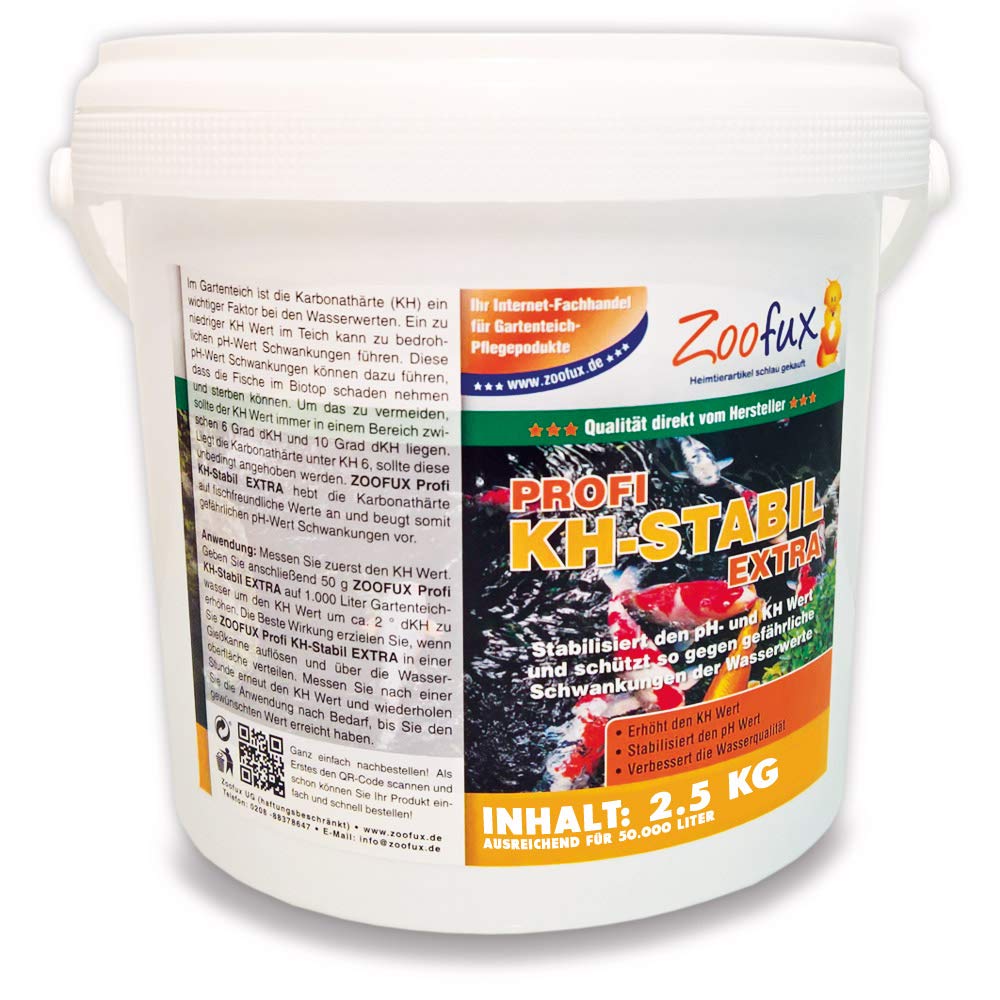 ZOOFUX Profi Gartenteich KH-Stabil EXTRA (Hebt die Karbonathärte an und beugt somit gefährlichen pH-Wert Schwankungen vor. Jetzt direkt vom Hersteller), Inhalt:2.5 kg