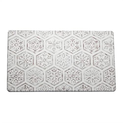 CIAL LAMA Rutschfester Teppich, für Küche, wasserfest, Design: Weiß, Grau, 45 x 75 cm