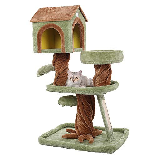 Katzenkletterbaum, Haustierhaus, Eigentumswohnungsmöbel, mehrschichtig, mit Leiter, Spielzeug, Kratzbaum für Katzenklettern (grau)