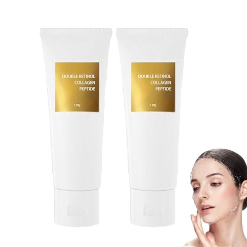 Double Retinol & Collagen Peptide Treatment, Anti Aging Retinol-Facial Cream Korean for Face, Firming Peptides Lotion Serum, Hydrating Collagen Anti-Aging Serum (2)
