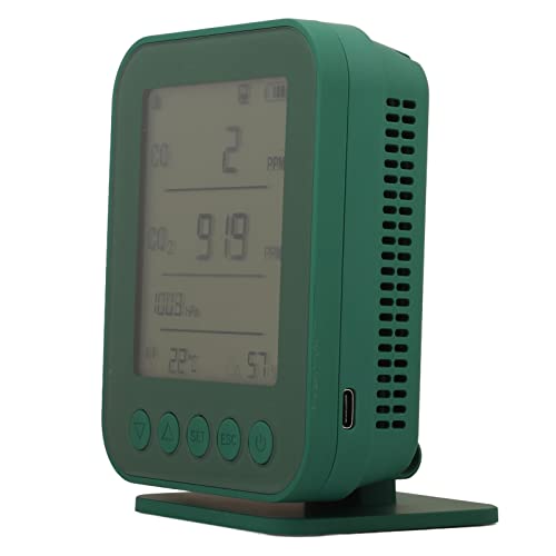 Oumefar Luftqualitätsmonitor, Multifunktionaler Luftgasdetektor, CO2-Temperatur, Druck, Luftfeuchtigkeit, ABS-Gehäuse, Alarmmesser für Auto, 5 V