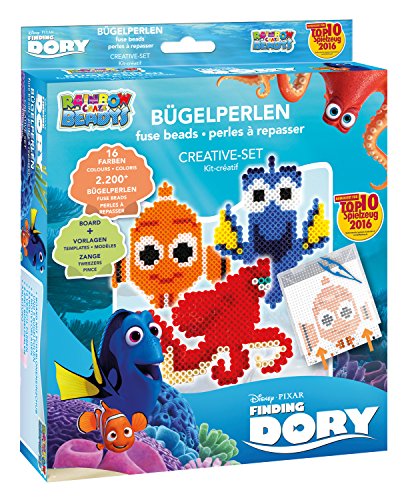 Craze 54537 - Rainbow Beadys Bügelperlen Kreativ Set Disney Pixar Findet Dorie, inklusiv Zubehör, 2200 Perlen, blau