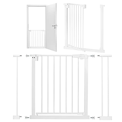 MoMi Sicherheitsbarriere PAXI | von 75 cm bis 103 cm | Doppelte Sicherheit | AutoStop-Funktion | Automatische Schließung | Einfache Montage | Weiß