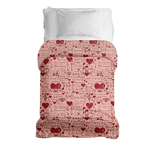 GRAVITY Gewichtsdecke Bezug - Schlaufen Bezugssystem mit Reißverschluss Baumwolle Deckenbezug für Erwachsene/Jugendliche Größe 135x200cm Liebe Brief rosa rot