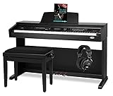 Classic Cantabile DP-A 310 SM E-Piano SET (Digitalpiano 88 Tasten Hammermechanik, Kopfhöreranschluss, USB, Begleitautomatik, 3 Pedale, Piano für Anfänger + Pianobank + Kopfhörer + Schule) schwarz