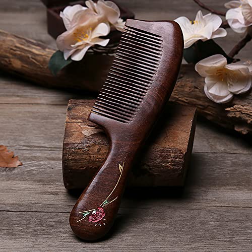 1 Stück natürlicher Sandelholzkamm, antistatischer Haarkamm, Griff, Massagekämme, Reise-Haarpflege-Werkzeuge für Frauen, Geschenk, Haar-Styling-Werkzeuge (3)