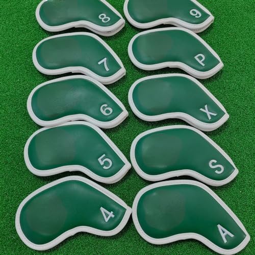 Golfschläger-Abdeckung, Schlägerkopf-Kugelkopf-Abdeckung, for Eisenschläger, leicht, langlebig, tragbar, passend for alle Eisenschläger (Color : Green Magnet closed-01)