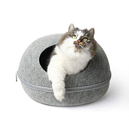 Therm La Mode Filz Handarbeit Haustier Haustier Katze Hund Höhle Bett Warm Gemütlich Katzenbett Eierform Katzenhaus mit Reißverschluss Isomatte