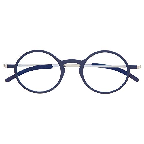 DIDINSKY Ultradünne Verschreibungspflichtige Lesebrille für Männer und Frauen. Sehr Leichte Presbyopie-Brille mit Blaulicht-Schutzgläsern. Indigo +1.0 - MACBA ROUND