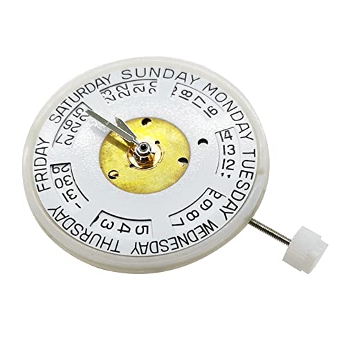 TPPIG 2834-2 Uhrwerk Drei Nadeln und unterer Kalender Doppelkalender Automatisches mechanisches Uhrwerk Ersatz-B, gold