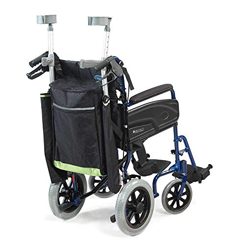 NRS Healthcare Reflektierender Rollstuhl Roller Gehstock/Krückentasche, Schwarz und Grün