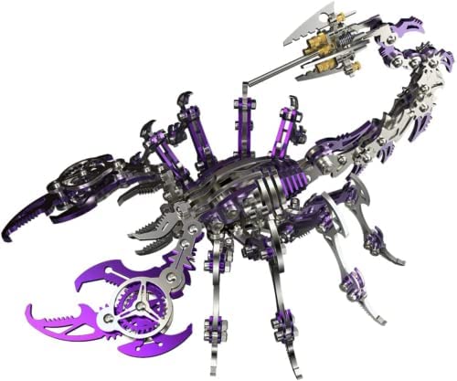 3D Metal Puzzle, 200 Teile Mechanisches Scorpion King 3D Metall Puzzle Modellbausatz, Edelstahl Mechanische Insekten Tier Modell, 3D Puzzle Metall DIY Ornament Geschenke für Erwachsene Kinder (Lila)