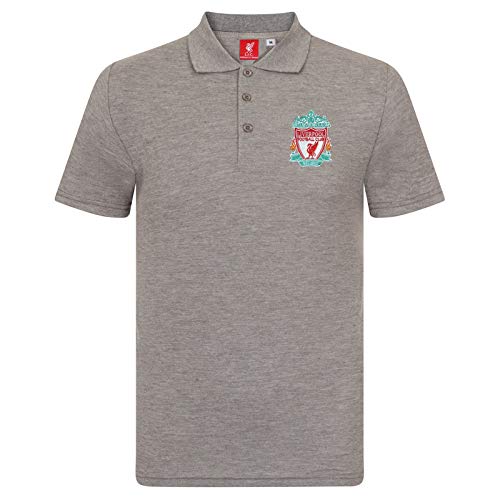 FC Liverpool Herren Polo-Shirt - Wappen - Grau mit Wappen - 2XL