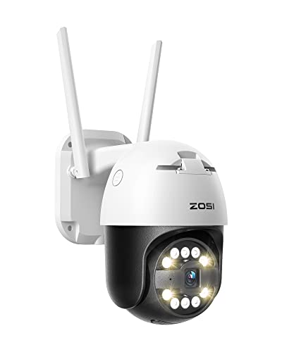 ZOSI 5MP 3K PTZ Überwachungskamera Aussen WLAN, 355°/140° Schwenkbar IP Dome Kamera mit Spotlight, Automatisch Verfolgung, 8X Digital Zoom, Farbnachtsicht, 2-Wege-Audio, C296