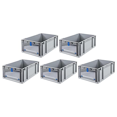 SparSet 5x Eurobox NextGen Insight Cover | HxBxT 22x40x60 | 44 Liter | Hoch/Blau | Eurobehälter, Transportbox, Transportbehälter, Stapelbehälter