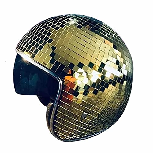 Pomrone Discokugel-Hüte Disco-Helm, DiscoKugel-Spiegel-Hut Mit Einziehbarem Sonnenschutz, Einzigartige Glitzer-Spiegelglas-Disco-Kugel-Kostüm-Kopfbedeckung Für Bar-DJ-Club-Party