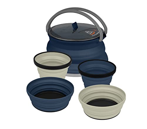 Sea to Summit X-Set: 12 5pc (X-Kettle 2.2L, Bowl, 2 X-Mug) Küchenset, Marineblau/Marineblau/Sand (blau), Einheitsgröße