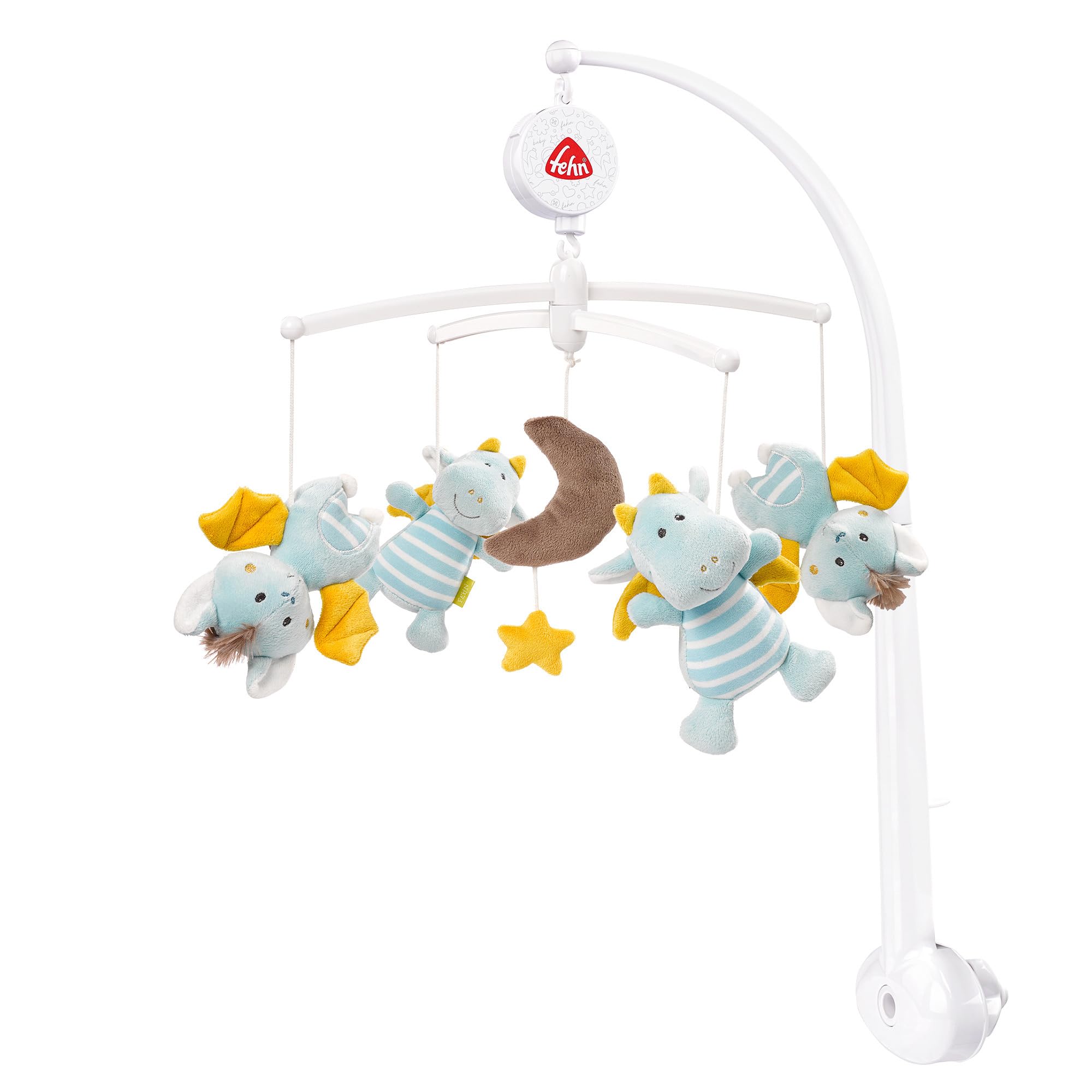 Fehn Musik Mobile Little Castle - Baby Einschlafhilfe Musikspielzeug mit süßen Tieren - Babymobile Spieluhr Melodie "Mozarts Wiegenlied" - Musikmobile Babybett Spielzeug für Babys von 0–5 Monaten