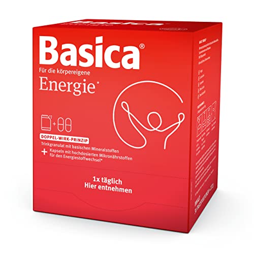 Basica Energie: Basisches Trinkgranulat und Kapseln für körpereigene Energie* und geistige Leistungsfähigkeit**, vegan, Säure-Basen-Gleichgewicht, 30er Packung
