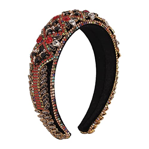 Strass Kristall Breite Stirnbänder Barock Elastische Haarreifen Vintage Mode Haarschmuck für Frauen, B