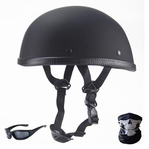 Motorrad Halb Jethelm, Mattschwarzer Schutzschalenhelm, Motorradhelm Halbhelme Universal Für Motorrad, Roller Bike Zulassung Roller Helm Moped Halbschale Brain-Cap Scooter-Helm ECE Zulassung