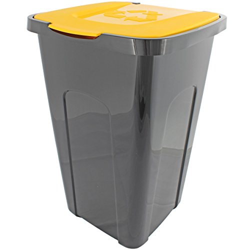 Abfalltonne Mülltonne Abfalleimer Mülleimer 50 Liter Recycling mit Deckel (Deckel Gelb)