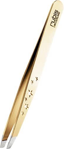 Rubis Special Collection - Augenbrauen Pinzette schräg - Pinzette Augenbrauen zupfen - Geschenk für Frauen - Six Stars Gold