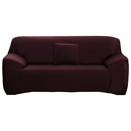 ele ELEOPTION Sofa Überwürfe Sofabezug Stretch elastische Sofahusse Sofa Abdeckung in Verschiedene Größe und Farbe Herstellergröße 145-185cm (Dunkelbraun, 2 Sitzer für Sofalänge 130-170cm)