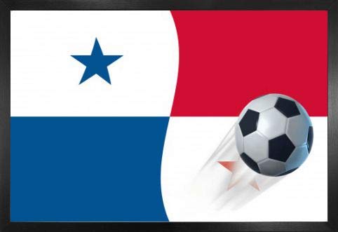 1art1 Fußball Poster und MDF-Rahmen - Panama Länder-Flagge (91 x 61cm)