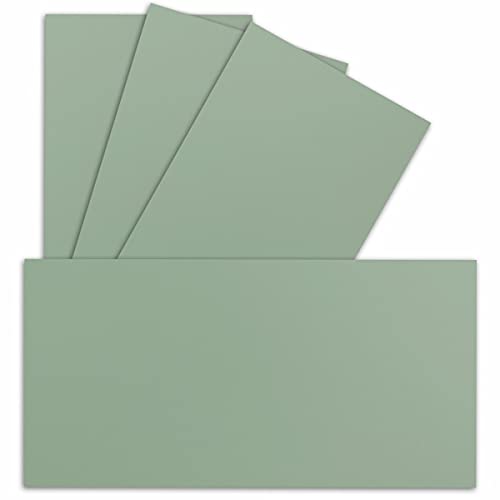 200 Einzel-Karten DIN Lang - 9,9 x 21 cm - 240 g/m² - Eukalyptus - Bastelpapier - Tonkarton - Ideal zum bedrucken für Grußkarten und Einladungen