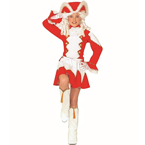 Amakando Funken-Kostüm für Mädchen/Rot-Weiß in Größe 164, 14-16 Jahre/Kleid Funkenmarie Garde Outfit/Perfekt angezogen zu Fastnacht & Straßenkarneval