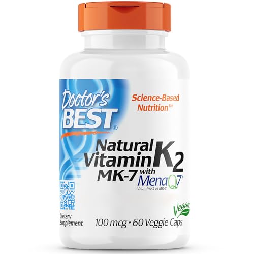 Doctor's Best, Natural Vitamin K2, MK-7 mit MenaQ7, 100 mcg, 60 vegane Kapseln, Laborgeprüft, Glutenfrei, Sojafrei, Vegetarisch