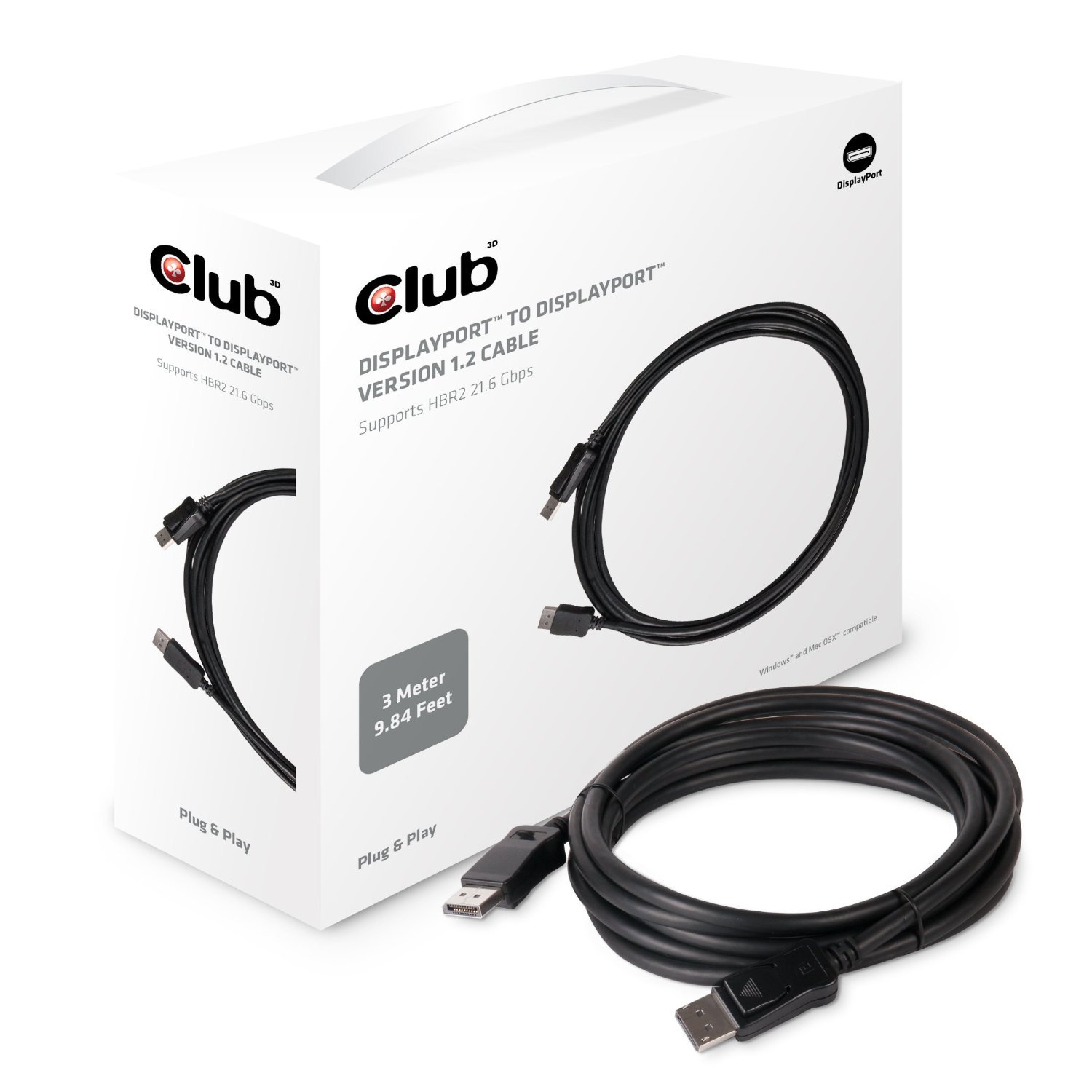 Club 3D DisplayPort 1.2 4K60Hz UHD Kabel 3Meter Stecker/Stecker
