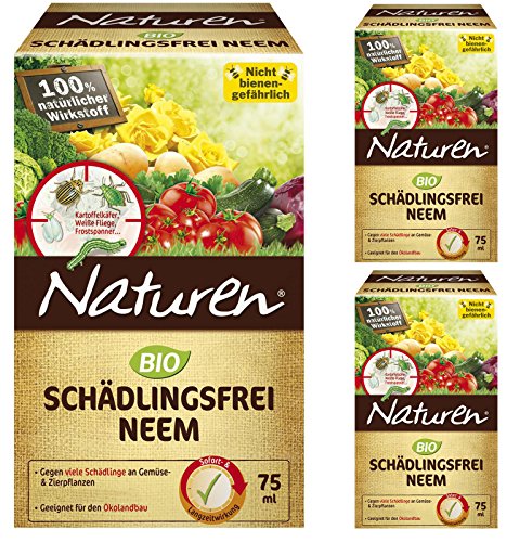 3 x 75 ml Naturen Bio Schädlingsfrei Neem an Gemüse & Zierpflanzen